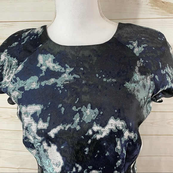 Zara Abstract Ink Splatter Jacquard Dress - Picture 3 of 14